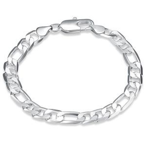 Sterling Silver 12 MM Chain Link Figaro Bracelet